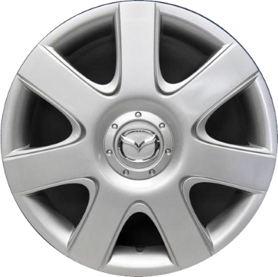 Mazda 3 2005-2006, Plastic 7 Spoke, Single Hubcap or Wheel Cover For 15 Inch Steel Wheels. Hollander Part Number H56552.